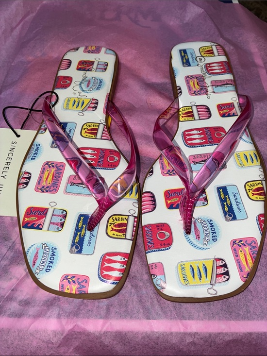 Sincerly Jules Shoes - Tropical sardine can print sandals